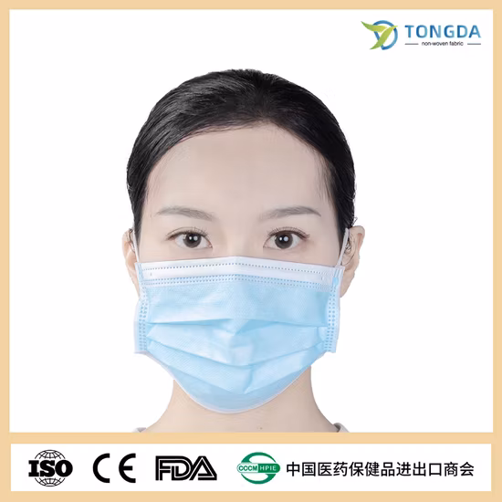 CE FDA 3ply 4ply Ear Loop Tie Hospital Mascarilla Non Woven Type Iir Supplier Wholesale Dust Blue White Black Protective Surgical Disposable Medical Face Mask