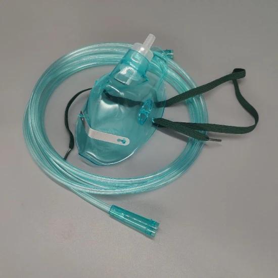 Maschera di ossigeno monouso per bambini con tubo resistente allo schiacciamento allungato sotto il mento da 2 m